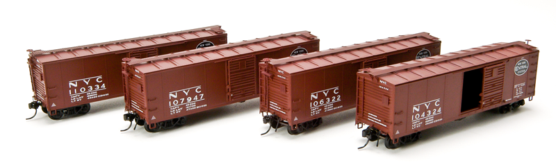 BWL1752 Steel Box Car, 4-pack: #121134, #121656, 122724, #1232 - Click Image to Close